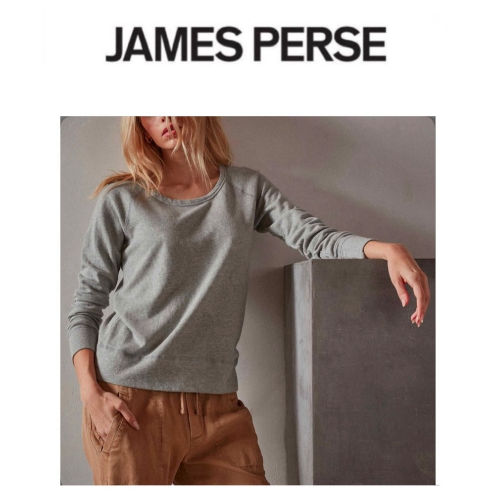 James Perse Heather Gray Long Sleeve Pullover Sweater